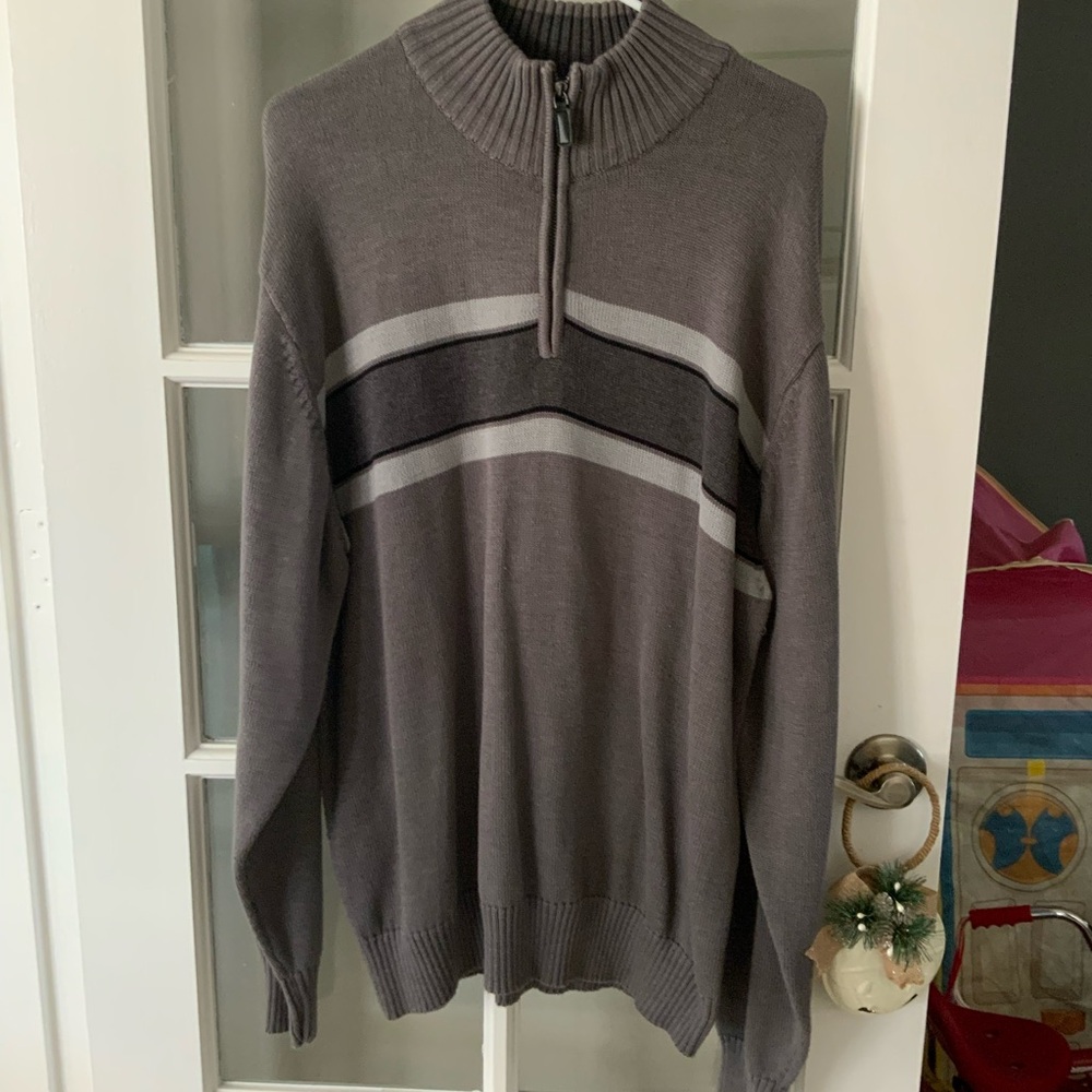 Gray Half-Zip Sweater for Men